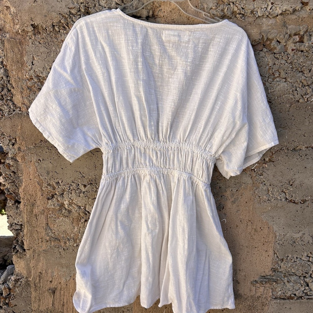 L*Space Anthropology Boho Beach Bondi Cover-Up Dress in Gauze White Size Medium - Picture 6 of 6